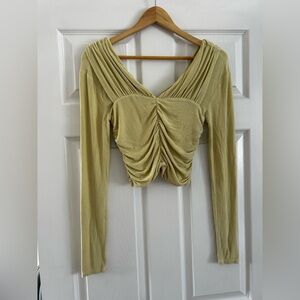 Sophie Rue - Ruched Green/Yellow Long Sleeve Top